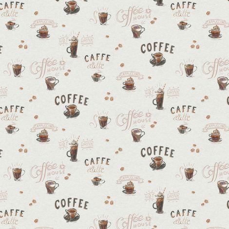 Erismann Coffee Cups Wallpaper Creme Brown Beans Kitchen Paste The Wall Vinyl