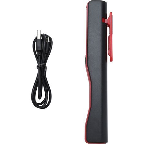 Lampe travail COB – base magnétique + pince – rotative – rouge – camping / ménage / atelier – Ymiko (1/5)