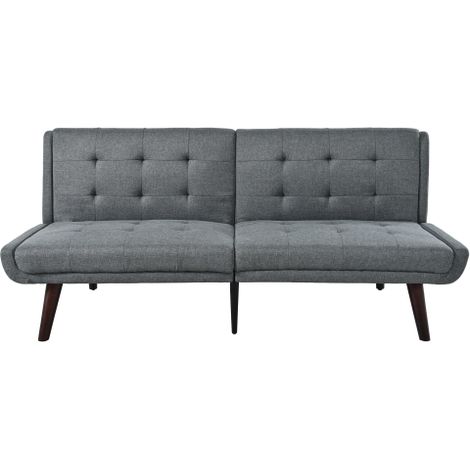 Sofá cama, sofá de 2 plazas con respaldo regulable, de lino, gris (1/5)
