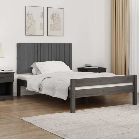vidaXL Cabecero de cama de pared madera maciza pino gris 127,5x3x60 cm (1/5)