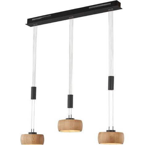 Lampe suspendue 3 lumières Shine-Wood noir - 61093