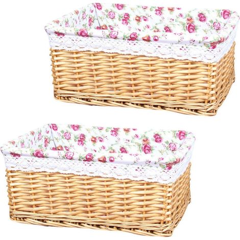 2x Handmade Rattan Storage Basket Household Items Snack Fruit Debris Clothing Finishing Willow Stor (1/5)