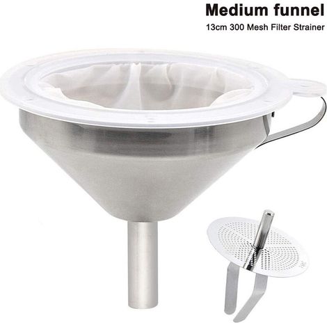 Stainless Steel Funnel, 5" 304 Stainless Steel Kitchen Funnel with Stainless Steel Filter and 300 Mesh Food Grade Filter for Transferring Liquids r7mri8mLZNH9 (1/5)