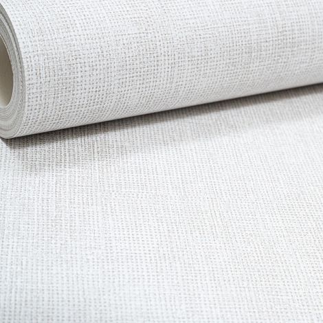 Cream Textured Wallpaper Linen Effect Silver Metallic Shimmer HeavyWeight Muriva (1/5)