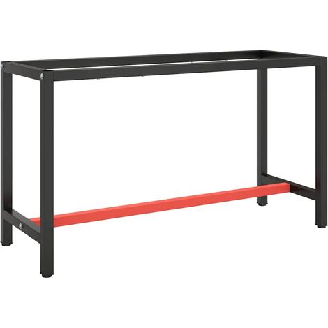 vidaXL Cadre de banc de travail Noir et rouge mat 140x50x79 cm Métal (1/5)