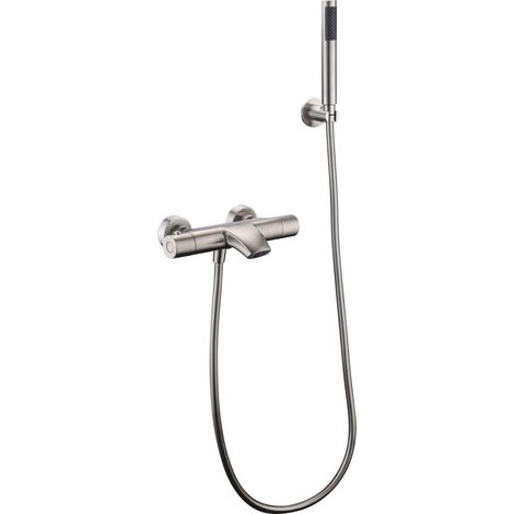 Set doccia con termostato  Modello MOSCA  Colore grigio  Finitura in acciaio [IMEX®]
