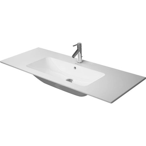 Meuble lavabo DU par Starck 1230mm Blanc mat, avec vasque intégrée, avec robinetterie, 1 HL, WG (1/3)