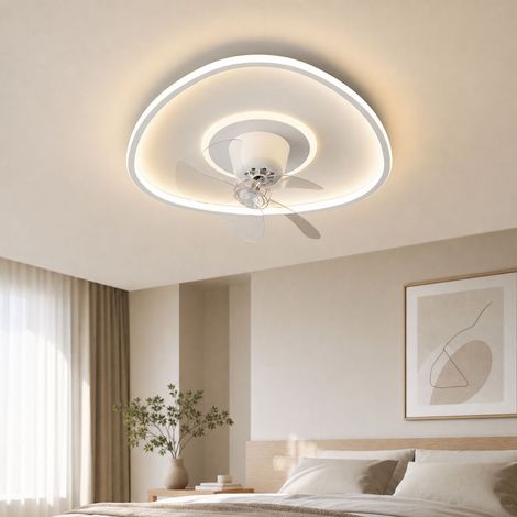Ventilateur de plafond invisible avec lumière, 50cm, moteur en cuivre silencieux, télécommande, variateur, 3 températures de couleur (1/4)