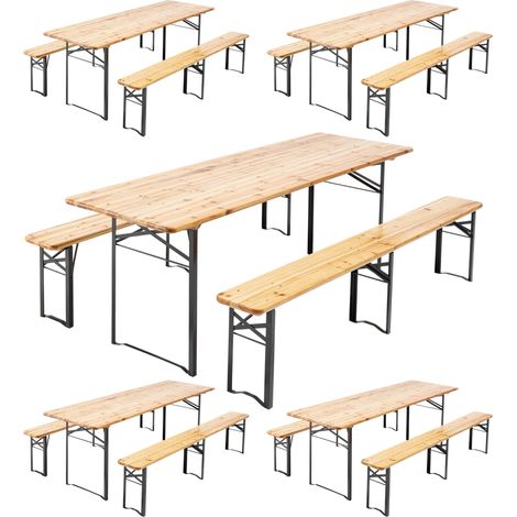 Mob Event Pro – Ensemble table et bancs pliants en bois 220 cm – Lot de 5 – Structure acier époxy – Charge max 350 kg par banc (1/7)