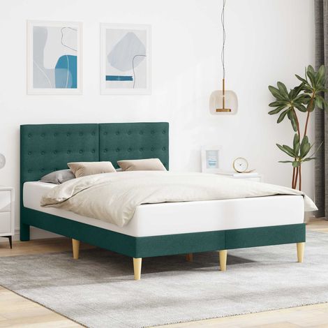 vidaXL Cadre de lit avec tête de lit Vert foncé 160 x 200 cm Tissu (1/5)