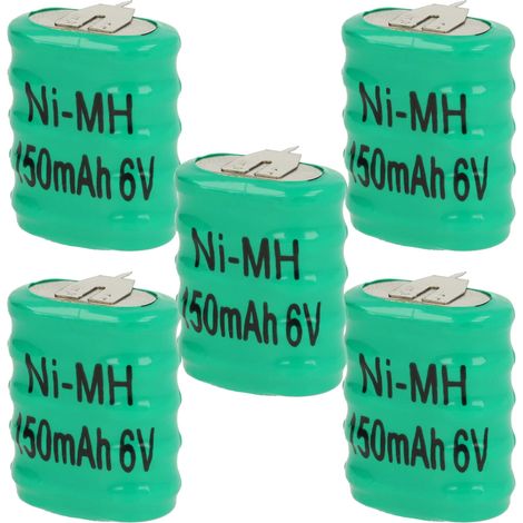 vhbw 5x NiMH replacement button cell battery tab type 5/V150H 3 pins 150mAh 6V suitable for model building batteries, solar lights etc. (1/4)