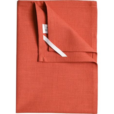 Torchon de cuisine en coton uni aspect tissé Terracotta 45x65 cm (1/4)