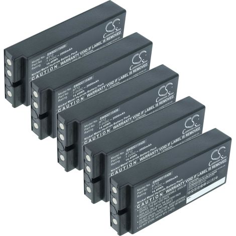 vhbw 5x Akku Ersatz für Ikusi BT12, 2303696 für Industrie-Funkfernsteuerung Fernbedienung (2000 mAh, 7,2 V, NiMH) - Schwarz