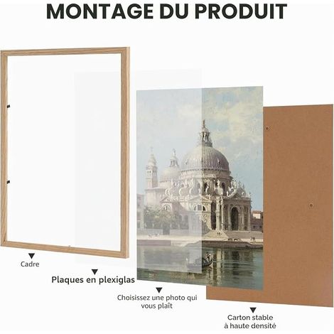 A5 Picture Frame, 15 x 21 cm, Oak Wood with Glass, Wall Hanging, Freestanding, for Photos/Posters/Collages (1/4)