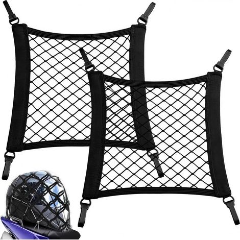 2 Pièces Filet Panier Velo et Moto Bagage pour Sécuriser Bagage et Ranger Filet Araignée Moto Convient aux Paniers Arrière de Vélo Motos Sacs à dos Coffres de Voiture 30x30 cm (1/5)