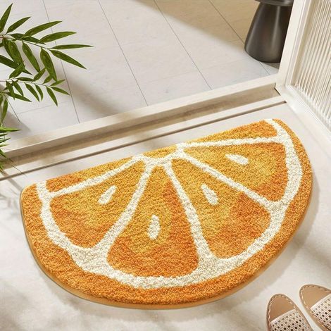 Tapis de bain absorbant, tapis stimulant la dopamine, tapis de porte antidérapant, tapis de bain – 40 x 60 cm – citron (1/3)