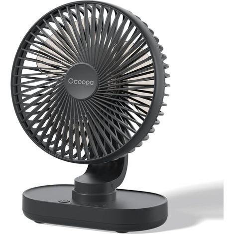 Table Fan, 6.3" Quiet USB Oscillating Car Fan, 4 Speeds, Tabletop Cooling System, 4000mAh USB Rechargeable Battery, for Home, Office (1/5)