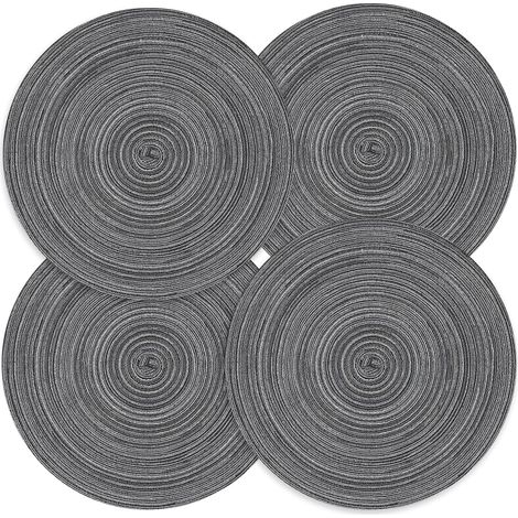 Lot de 4 sets de table ronds tressés, lavables, résistants à la chaleur et antidérapants, pour cuisine ou salle à manger. (1/5)