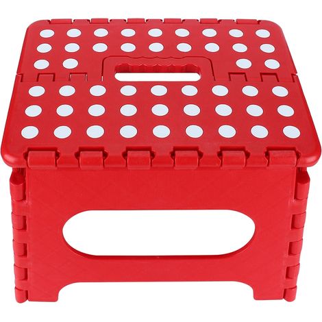 Tabouret Pliant En Plastique - Chaise Portable Légère - Design Antidérapant Avec Boucle De Sécurité - Pour Intérieur Et Extérieur - 29x22x22cm (1/5)