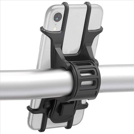 Support Téléphone Vélo Universel - Bandes En Silicone Élastique - Compatible Smartphone 4,5 À 7,0 Pouces - Pour Vélo De Route VTT Moto Poussette Chariot De Golf - Noir (1/5)