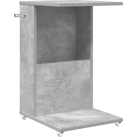 Maison Exclusive - Tavolo laterale con ruota Grigio cemento 40 x 35 x 60 cm