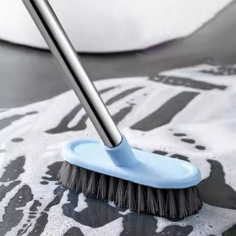 Brosse À Récurer - Manche Télescopique En Acier Inoxydable - Pour Sol Carrelage Douche Cuisine Terrasse - 45 Cm - Bleu (1/5)