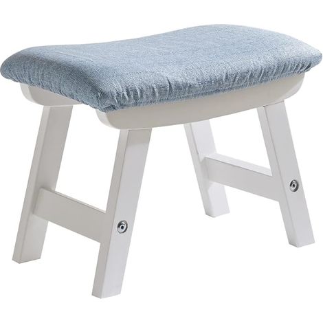 YDEU-1357 Ottoman Pouffe Footstool, Removable Seat and 4 Beech Legs for Bedroom, Living Room and Kitchen (White Foot + Blue Cushion), YDEU-1357 (1/5)