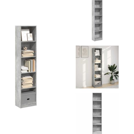 Bibliothèque gris béton 40x24x176 cm bois d'ingénierie - Bibliothèque - Bibliothèques - Étagère À Livres - Armoire De Rangement (1/5)