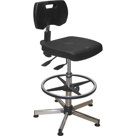 PROVOST - Siège d'atelier asynchrone noir en polyuréthane avec repose-pieds réglable (1/3)