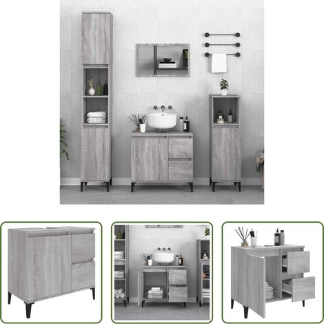 Rangement salle de bain - Armoire de bain sonoma gris 65x33x60 cm bois d'ingénierie (1/5)