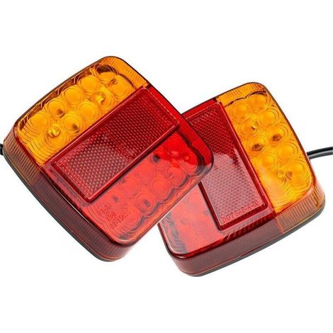 Lot de 2 feux de remorque LED 12 V avec éclairage de plaque d'immatriculation, feu stop arrière étanche pour camion, fourgonnette, caravane, tracteur, véhicule agricole (1/4)