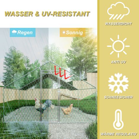 Enclos filet métallique 3x4x2m, porte sécurisée, bâche résistante à l'eau en polyéthylène, adapté aux volailles, lapins et petits animaux domestiques. (1/5)