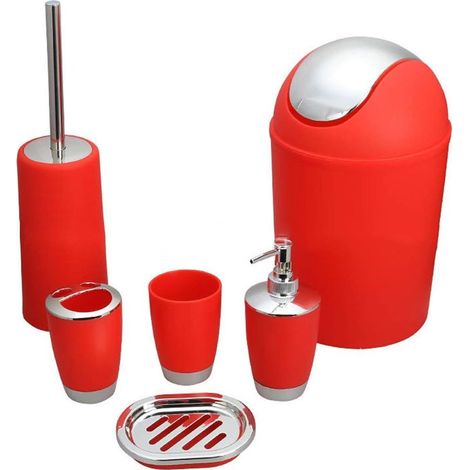Lot de 6 gobelets de salle de bain pour brosse à dents, distributeur de savon (1/5)