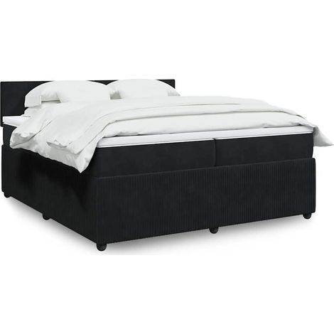Boxspringbett mit Matratze Schwarz 200x200 cm Samt (1/5)