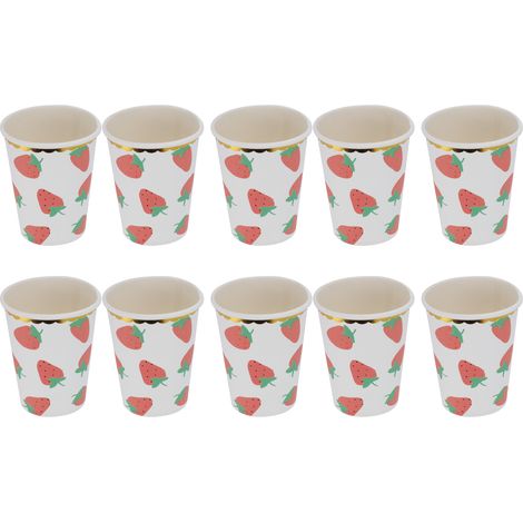 10Pcs Party Tableware Disposable Strawberry Pattern Tableware Set for Birthday Parties Seaside PartiesPaper Cup (1/5)