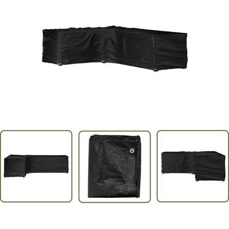 The Living Store Housse de salon de jardin en forme de L 16 œillets 210x260x80cm - Housses De Meubles D'extérieur - Housse De Jardin - Protection Mobilier Extérieur - Housse Rotin - Housse Anti Uv (1/5)