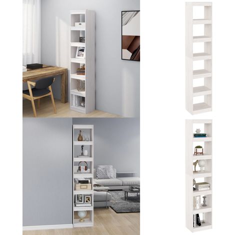 Bibliothèque/Séparateur de pièce Blanc 40x30x199 cm Pin massif - Bibliothèque Blanche - Bibliothèque Moderne - Étagère Murale - Meuble Rangement - Séparateur De Pièce - Home & Living (1/5)