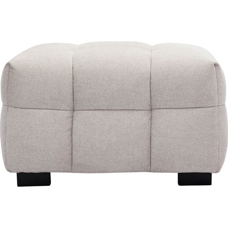 Puf reposapiés de diseño con tejido efecto aterciopelado texturizado beige CORTO