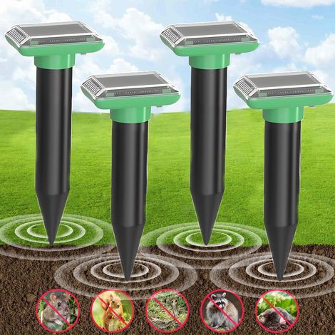 Solar Ultraschall Maulwurf Vertreiber, Maulwurf Vertreiber Testsieger, 4 Stück Maulwurfschreck, IP66 Wasserdichter Maulwurf Vertreiben für Abwehr von Wühlmaus Vertreiben und Erdhörnchen in Rasen (1/5)