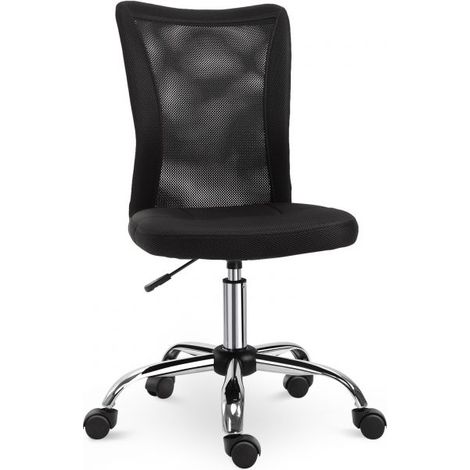 EASYCOMFORT Sedia da Ufficio Ergonomica Senza Braccioli, Tessuto Traspirante a Rete, Altezza Regolabile e 5 Ruote, 43x56x90-100cm, Nero