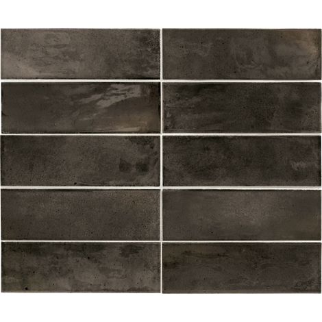 Carrelage mural faïence effet rustique THANGLONG 20x6.5cm Black ash - Brillant - boîte de 0.50 m2 20x6.5 cm Black ash - Brillant / Poli - boîte de 0.