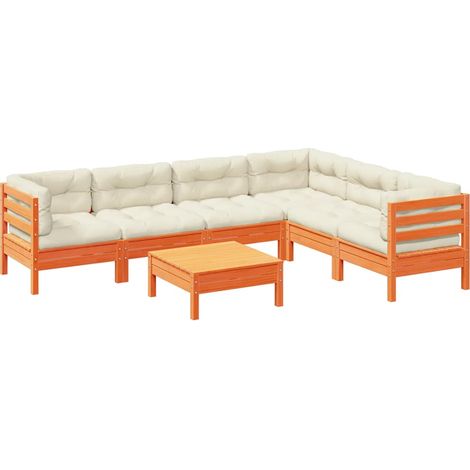 Maison Exclusive - Set de sofás jardín 7 pzas con cojines madera (1/5)