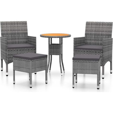 Maison Exclusive - 5-tlg. Garten-Lounge-Set Poly Rattan Grau (1/5)