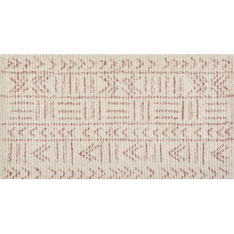 Alfombra de algodón beige rosa 80 x 150 cm hecho a mano patrón geométrico Edirne