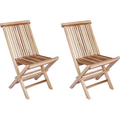Silla de jardín plegable 2 pcs Natural Madera de teca maciza vidaXL (1/5)