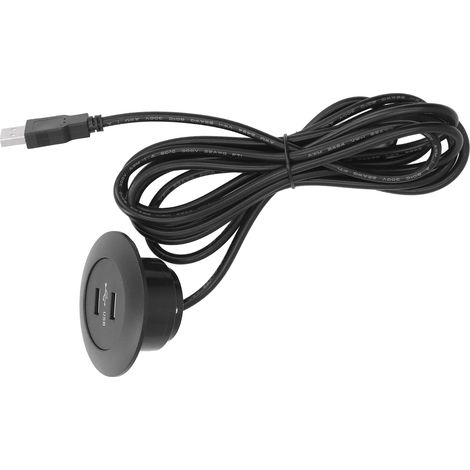 Versenkbare USB-Steckdose für Nachttisch, Sofa, Sessel – zwei 5V-USB-Anschlüsse, 2,5 m Kabel, schwarz (Luftpolsterfolie + PP-Beutel) (1/5)