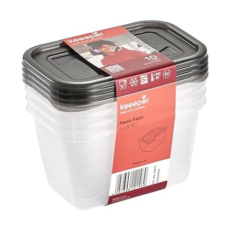 KEEEPER FREDO FRESH LOT DE 4 BOÎTES DE CONSERVATION GRIS CRISTAL (TRANSPARENT) 4 X 0,75 L 3067382700000