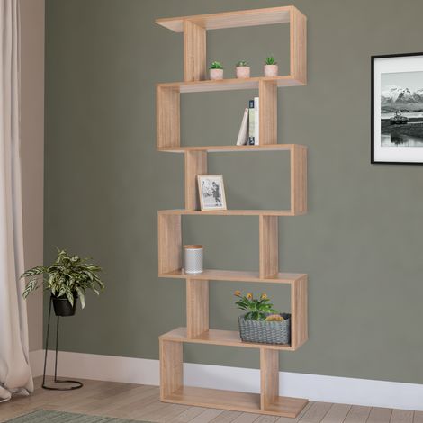 Estantería en forma de S SOFIA de madera efecto haya 189 cm