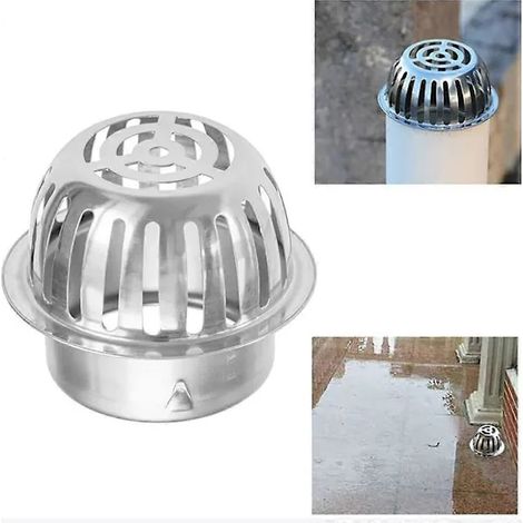 Protection de gouttière contre les feuilles - bloque-feuilles pour gouttières, récupérateur de feuilles en acier inoxydable, crépine de descente de gouttière 90 mm, protection anti-feuilles pour goutt (1/5)