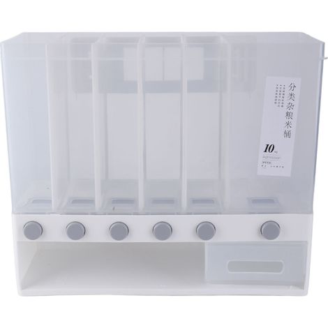 Distributeur mural de 10 kg (22 lb) pour aliments secs, boîte hermétique de rangement pour céréales et riz, avec verre doseur pour la cuisine. (1/5)